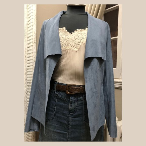 Raffinalla Draped Cardigan Pastel Blue Waterfall Jacket - Picture 1 of 7